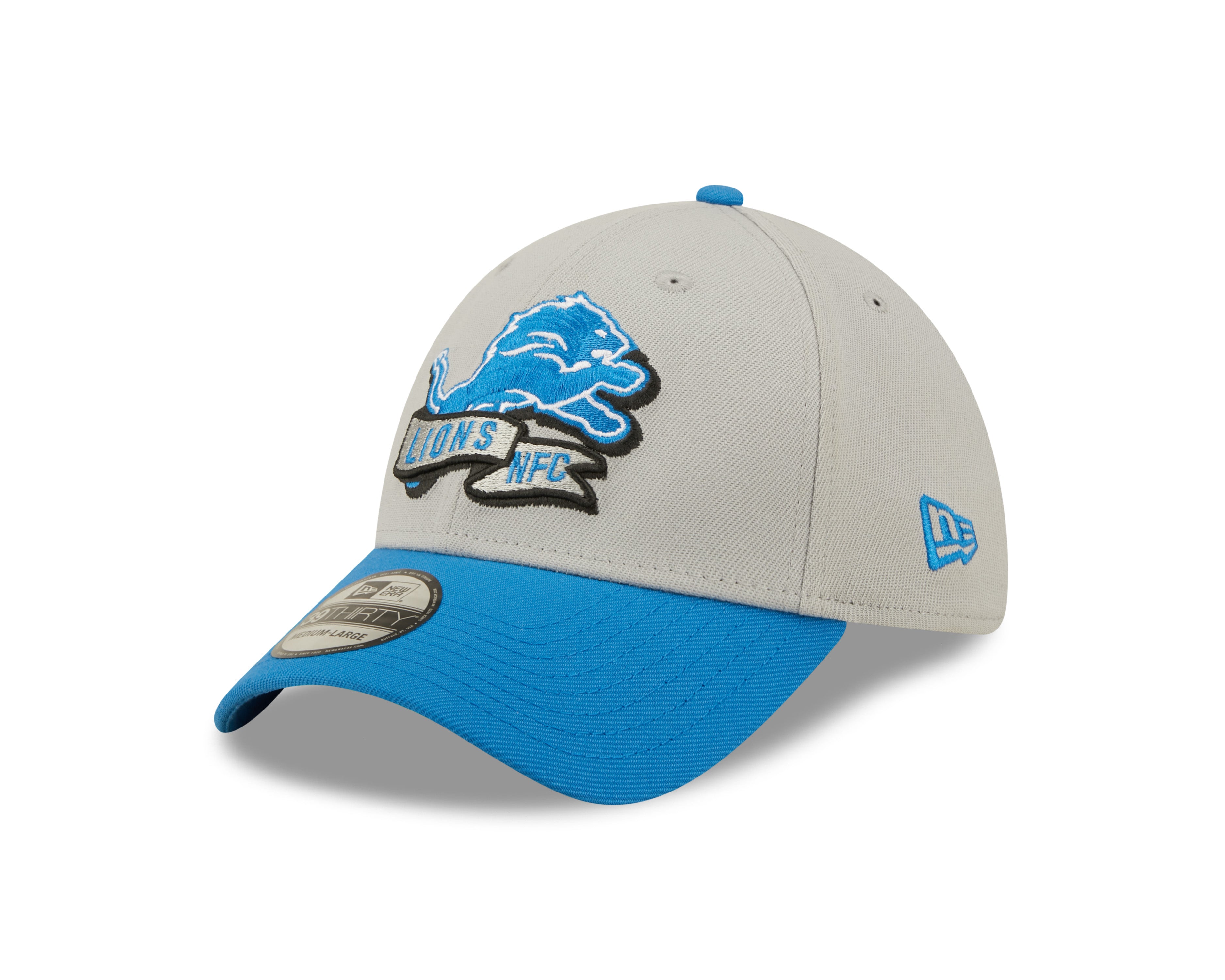 Detroit Lions NFL Sideline 2022 39THIRTY Stretch Fit Cap - Grey/Blue - Headz Up 