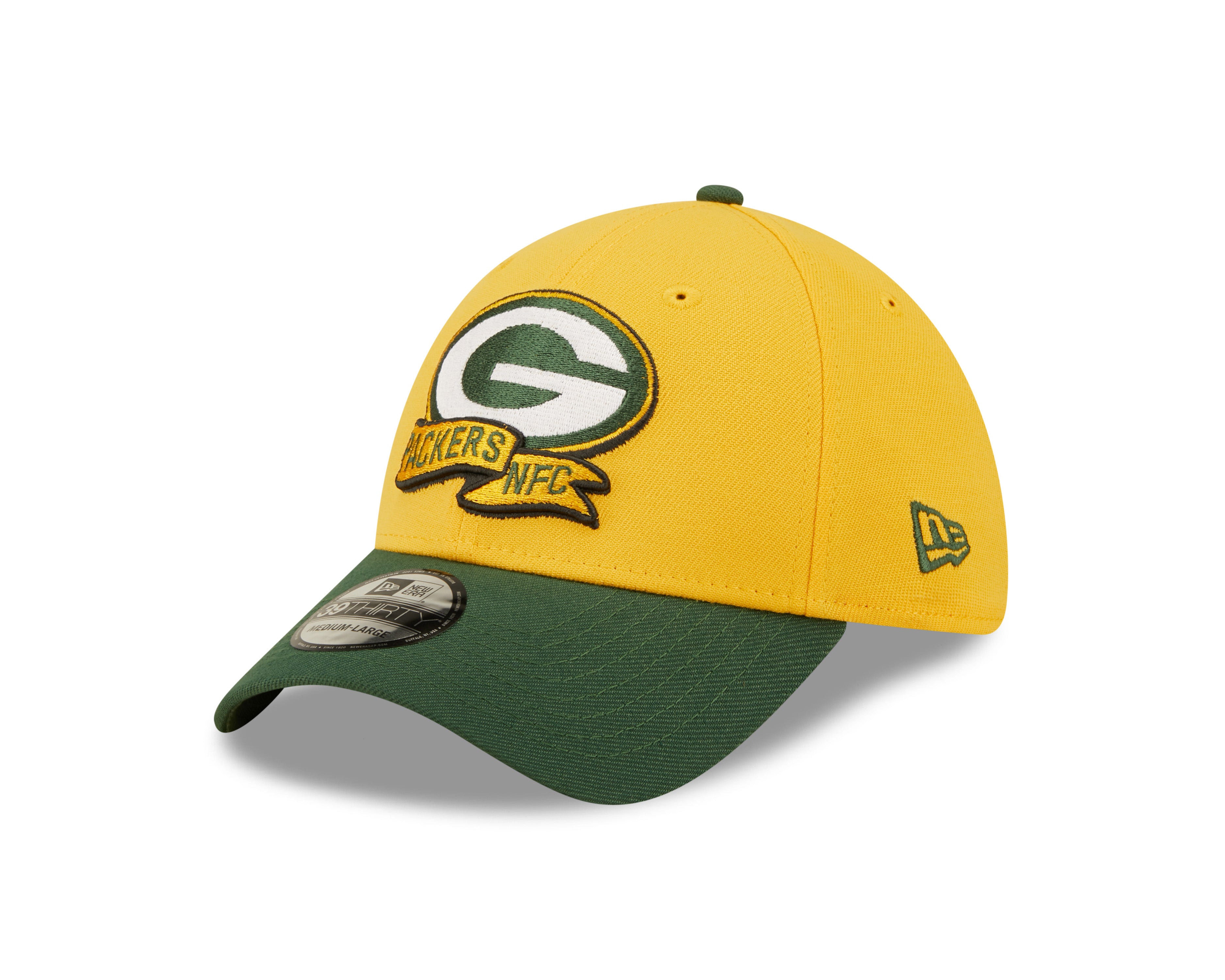 Green Bay Packers NFL Sideline 2022 39THIRTY Stretch Fit Cap - Yellow/Green - Headz Up 