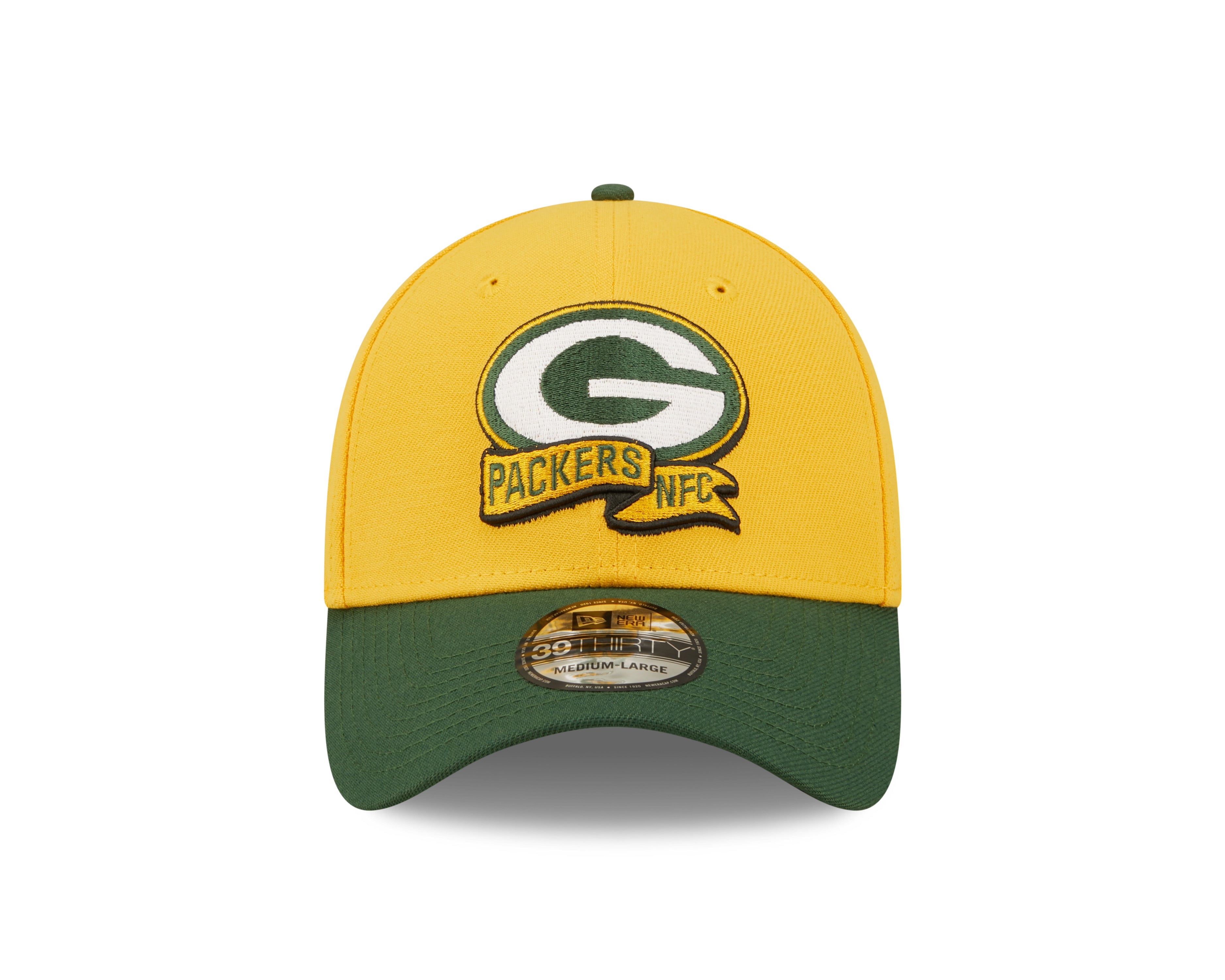 Green Bay Packers NFL Sideline 2022 39THIRTY Stretch Fit Cap - Yellow/Green - Headz Up 