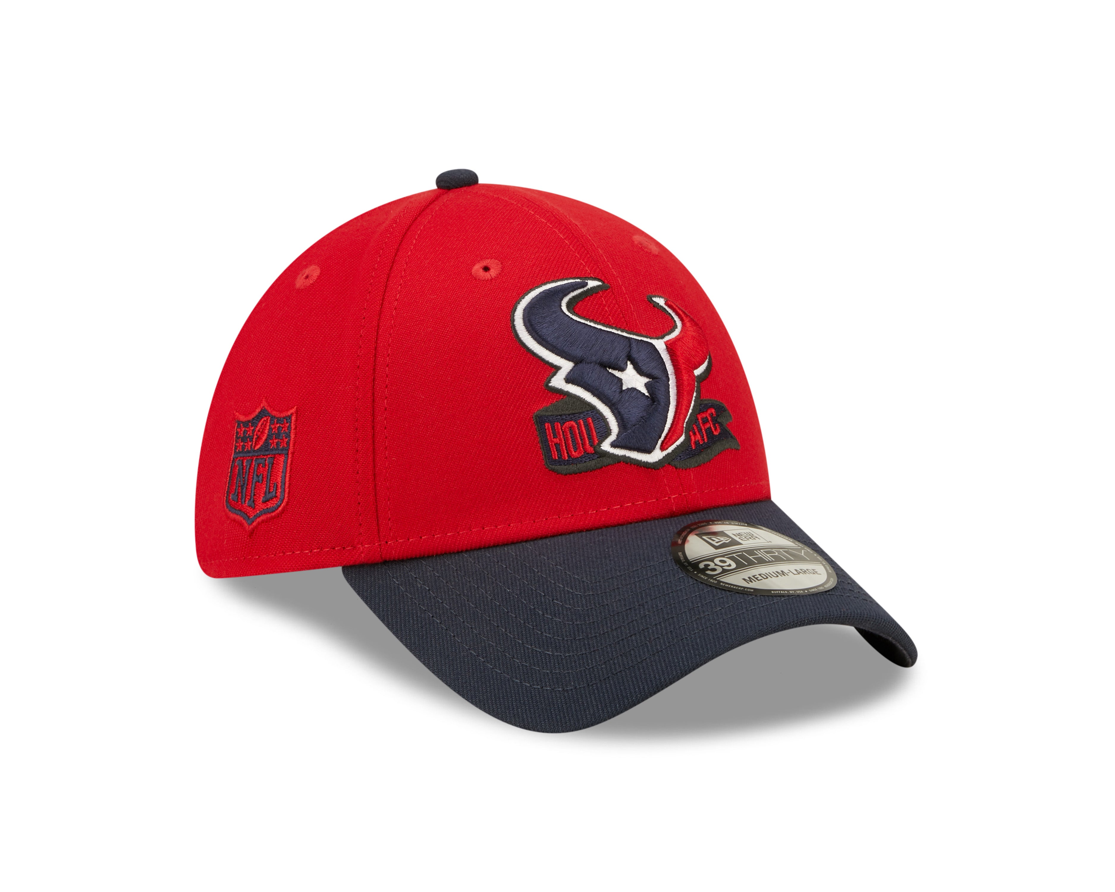Houston Texas NFL Sideline 2022 39THIRTY Stretch Fit Cap - Red/Blue - Headz Up 