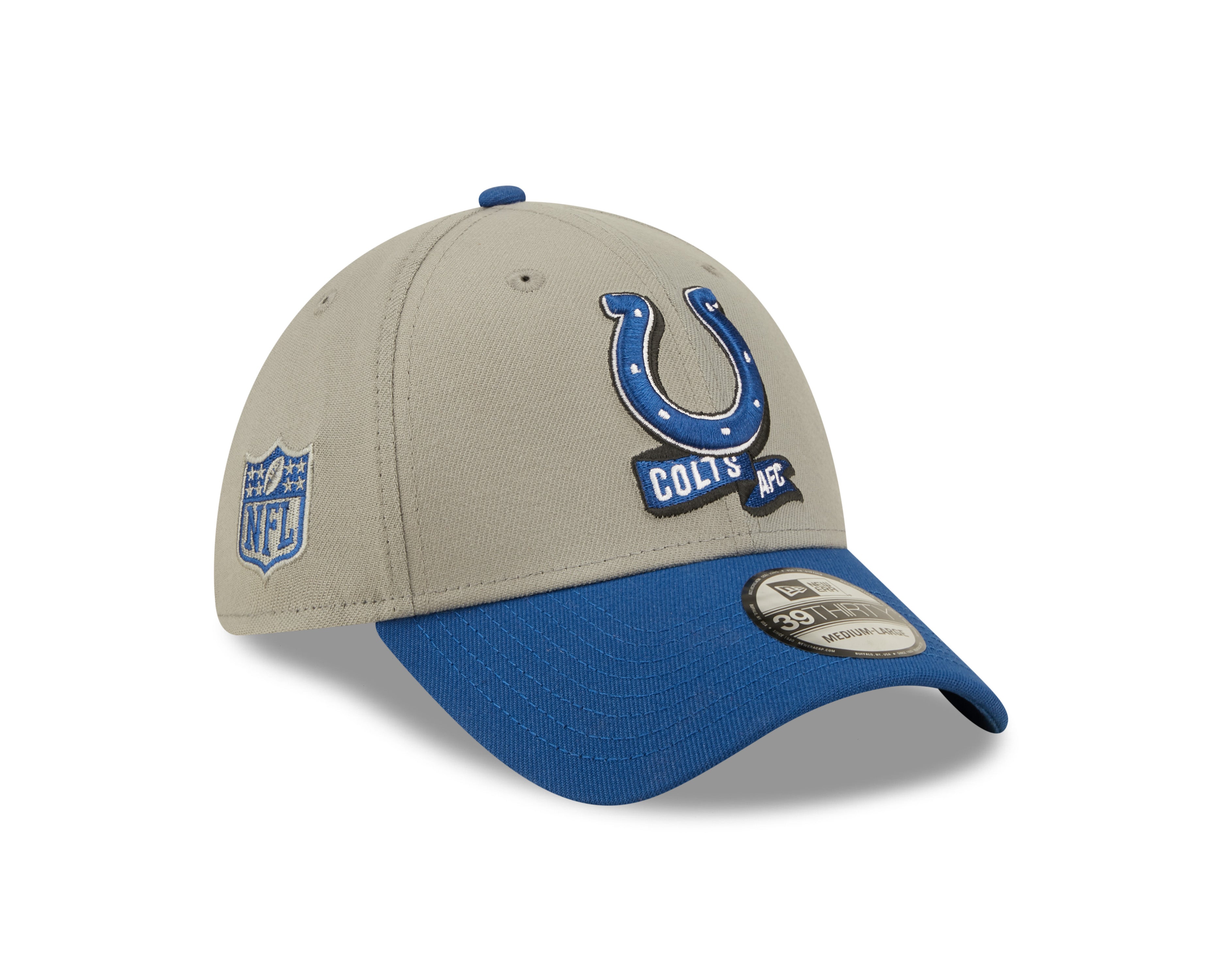 Indianapolis Colts NFL Sideline 2022 39THIRTY Stretch Fit Cap - Grey/Blue - Headz Up 
