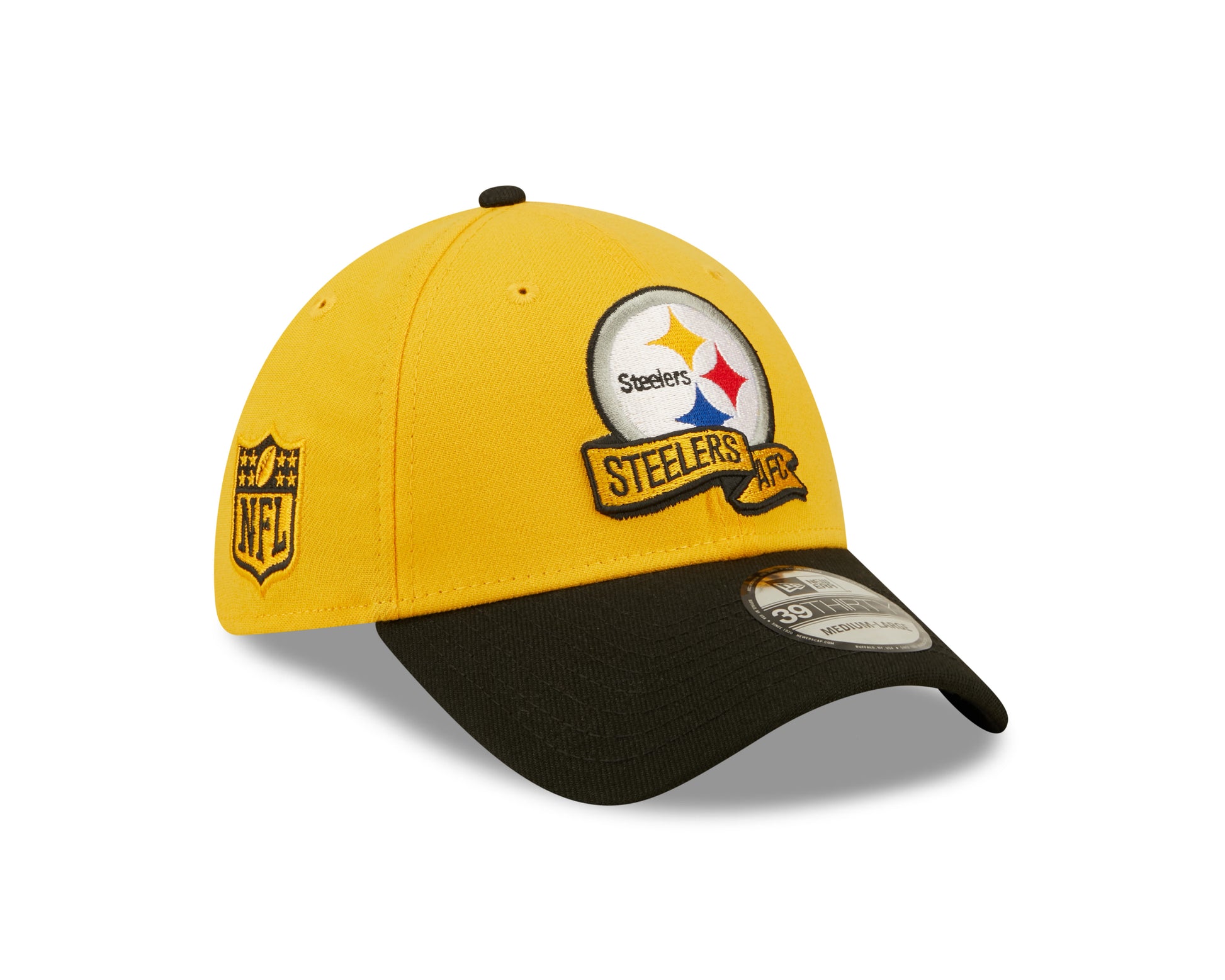Pittsburgh Steelers NFL Sideline 2022 39THIRTY Stretch Fit Cap - Yellow/Black - Headz Up 
