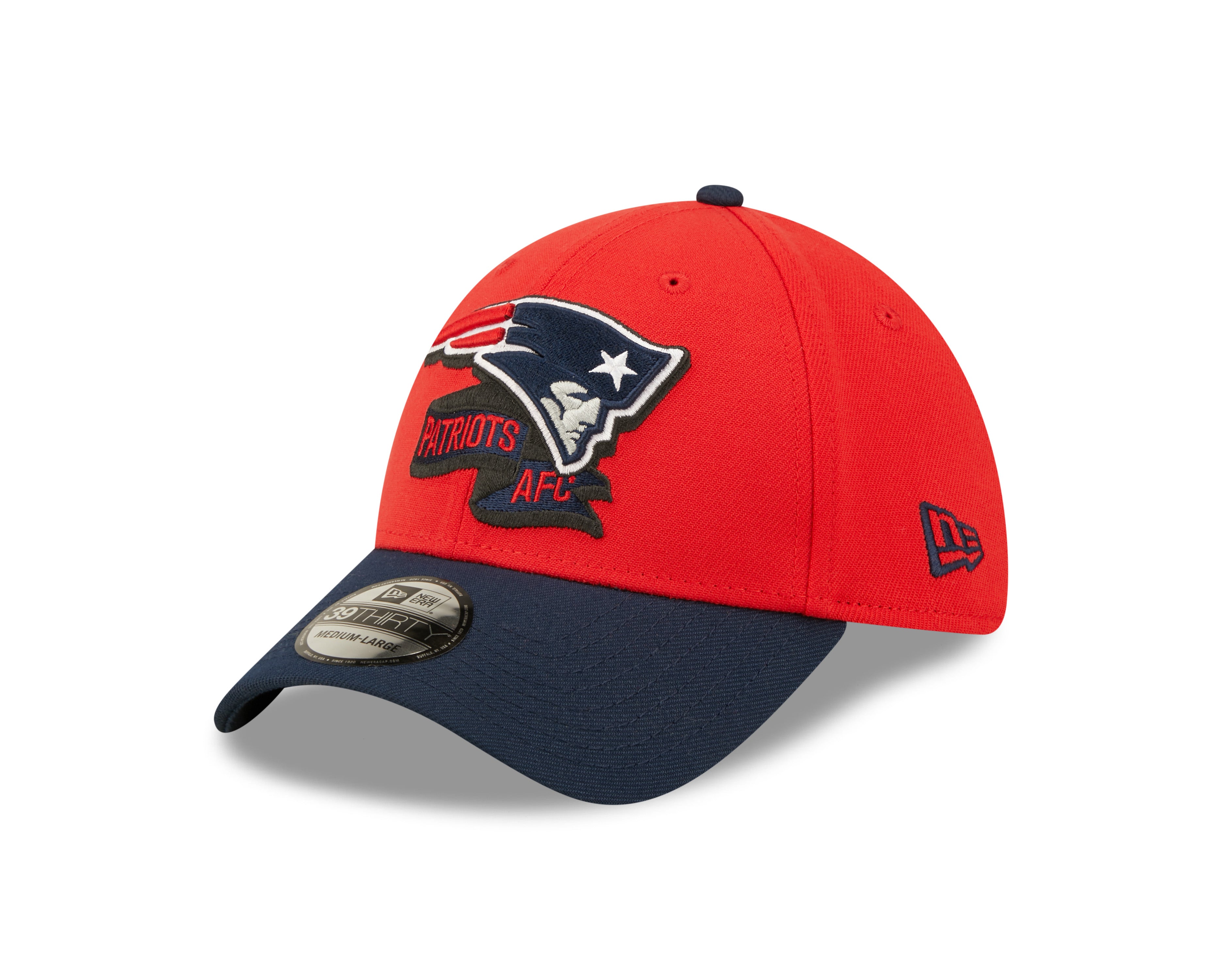New England Patriots NFL Sideline 2022 39THIRTY Stretch Fit Cap - Red/Blue - Headz Up 