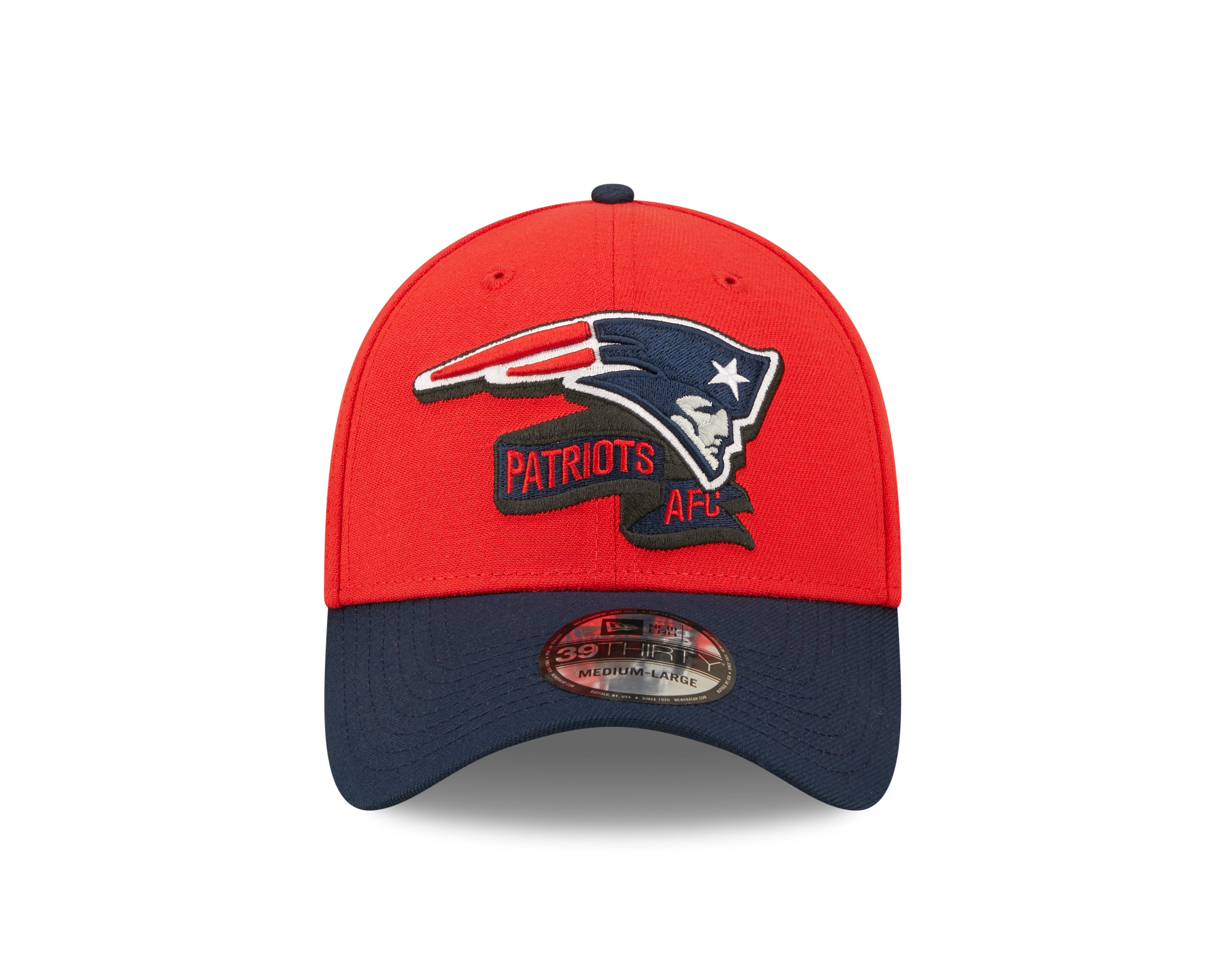 New England Patriots NFL Sideline 2022 39THIRTY Stretch Fit Cap - Red/Blue - Headz Up 