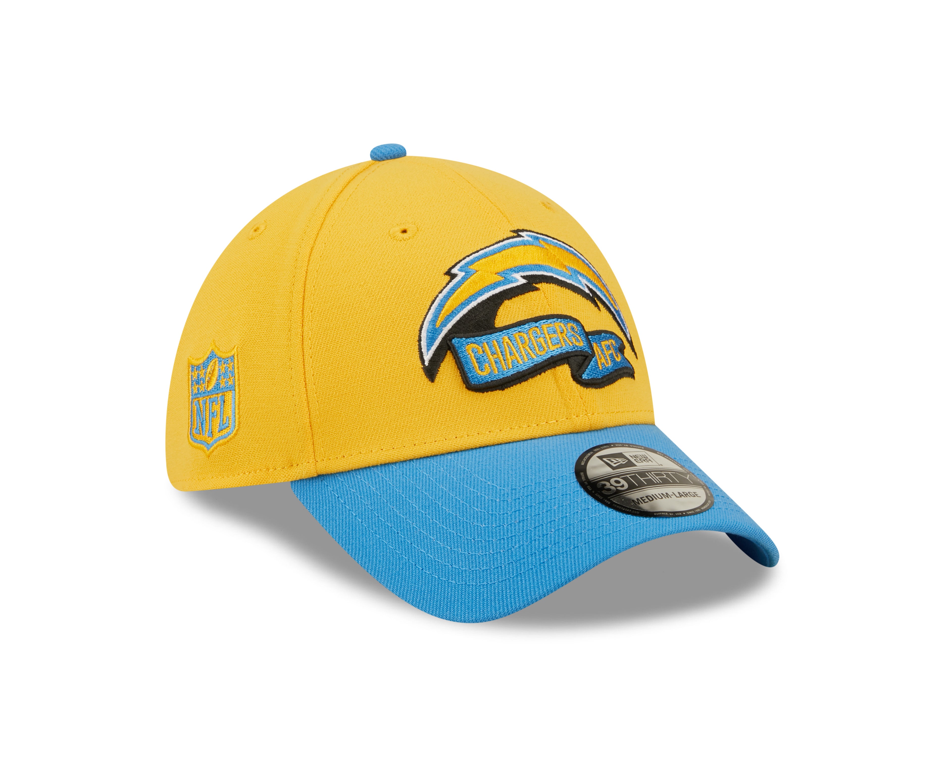 Los Angeles Chargers NFL Sideline 2022 39THIRTY Stretch Fit Cap - Yellow/Blue - Headz Up 