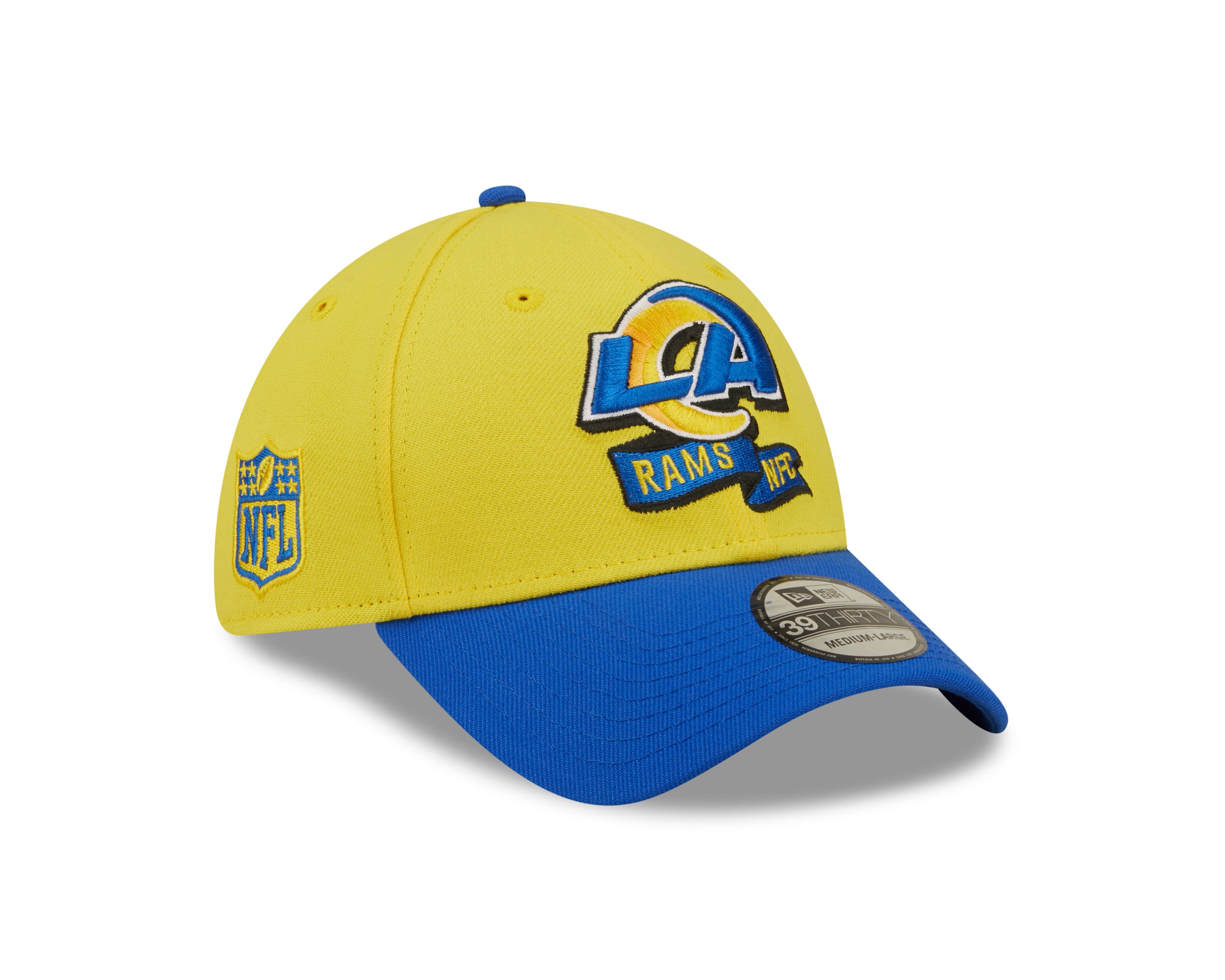 Los Angeles Rams NFL Sideline 2022 39THIRTY Stretch Fit Cap - Yellow/Blue - Headz Up 