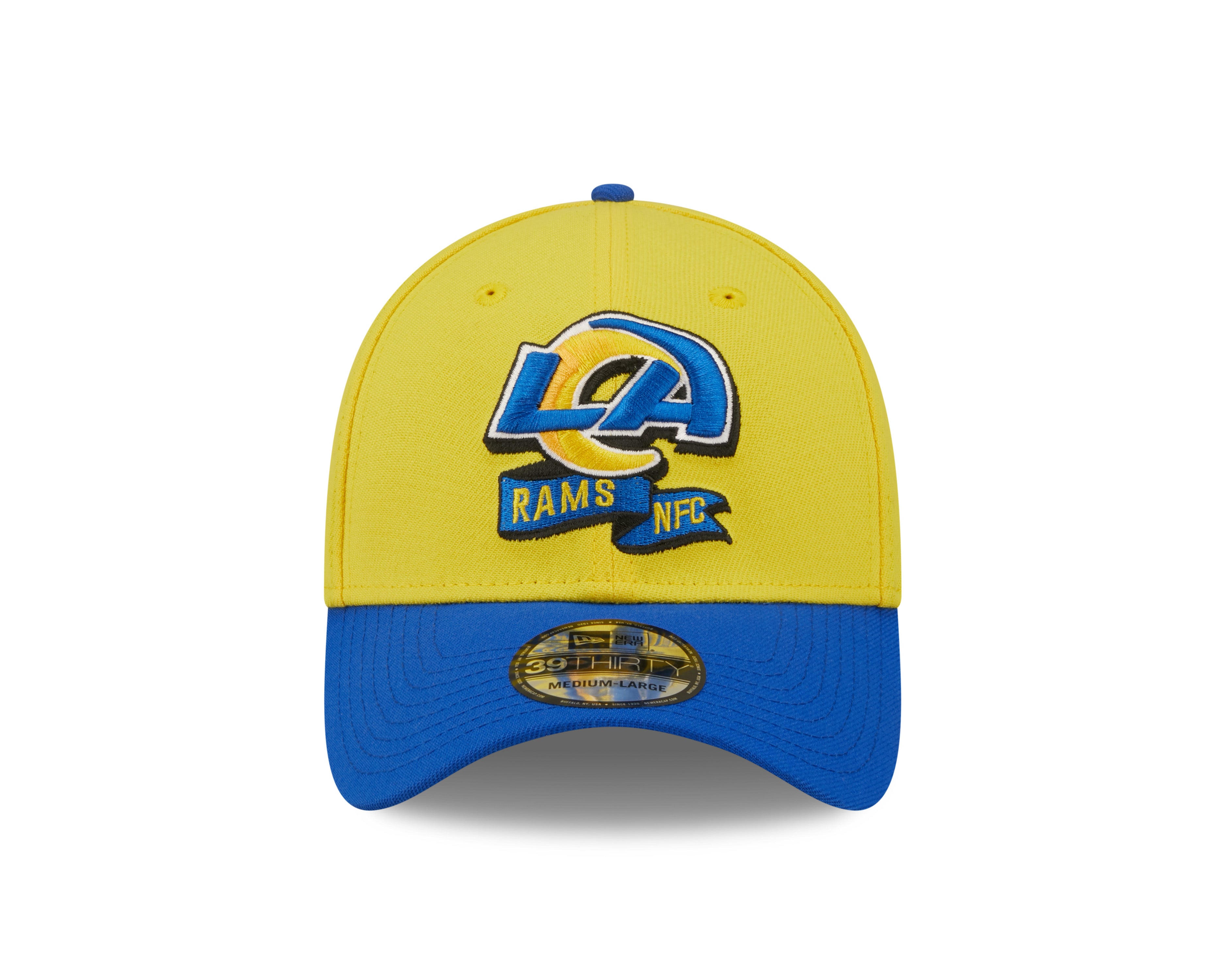 Los Angeles Rams NFL Sideline 2022 39THIRTY Stretch Fit Cap - Yellow/Blue - Headz Up 