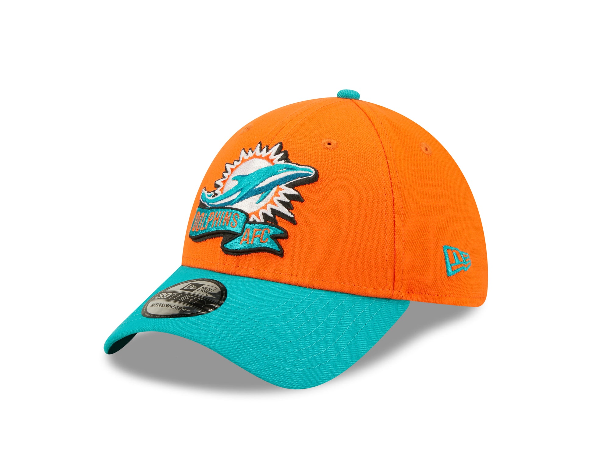 Miami Dolphins NFL Sideline 2022 39THIRTY Stretch Fit Cap - Orange/Turkis - Headz Up 