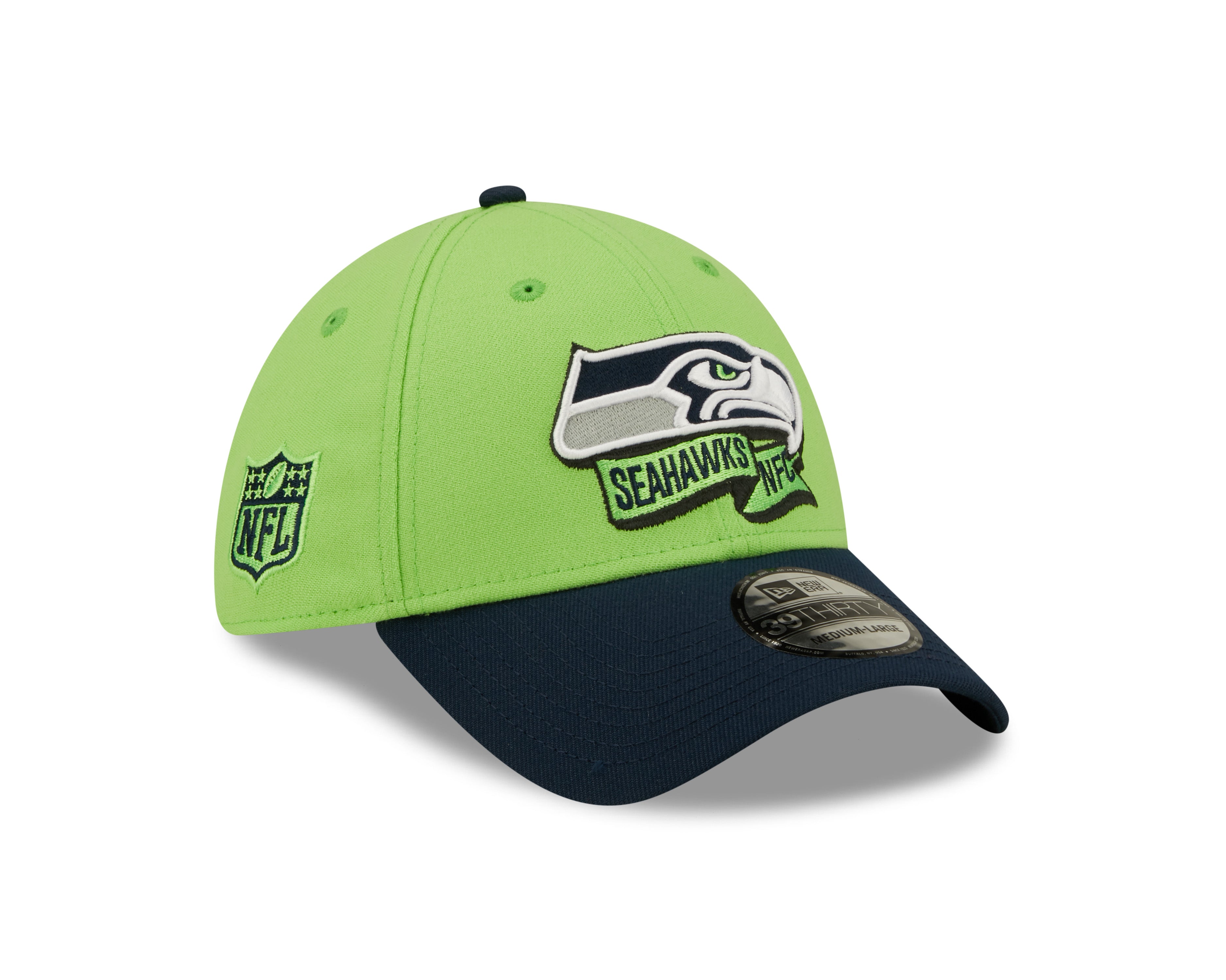 Seattle Seahawks NFL Sideline 2022 39THIRTY Stretch Fit Cap - Green/Blue - Headz Up 