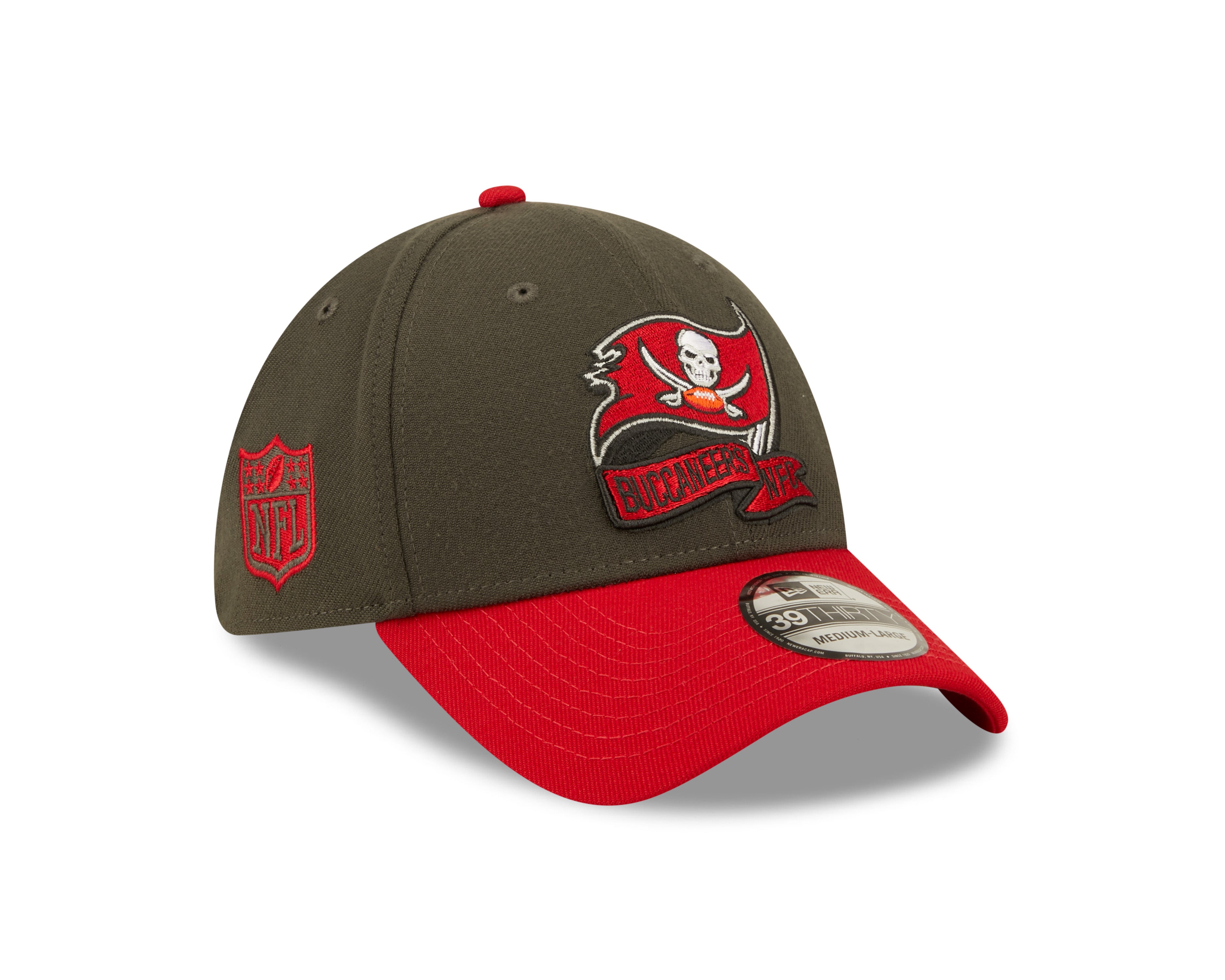 Tampa Bay Buccaneers NFL Sideline 2022 39THIRTY Stretch Fit Cap - Dark Grey/Red - Headz Up 