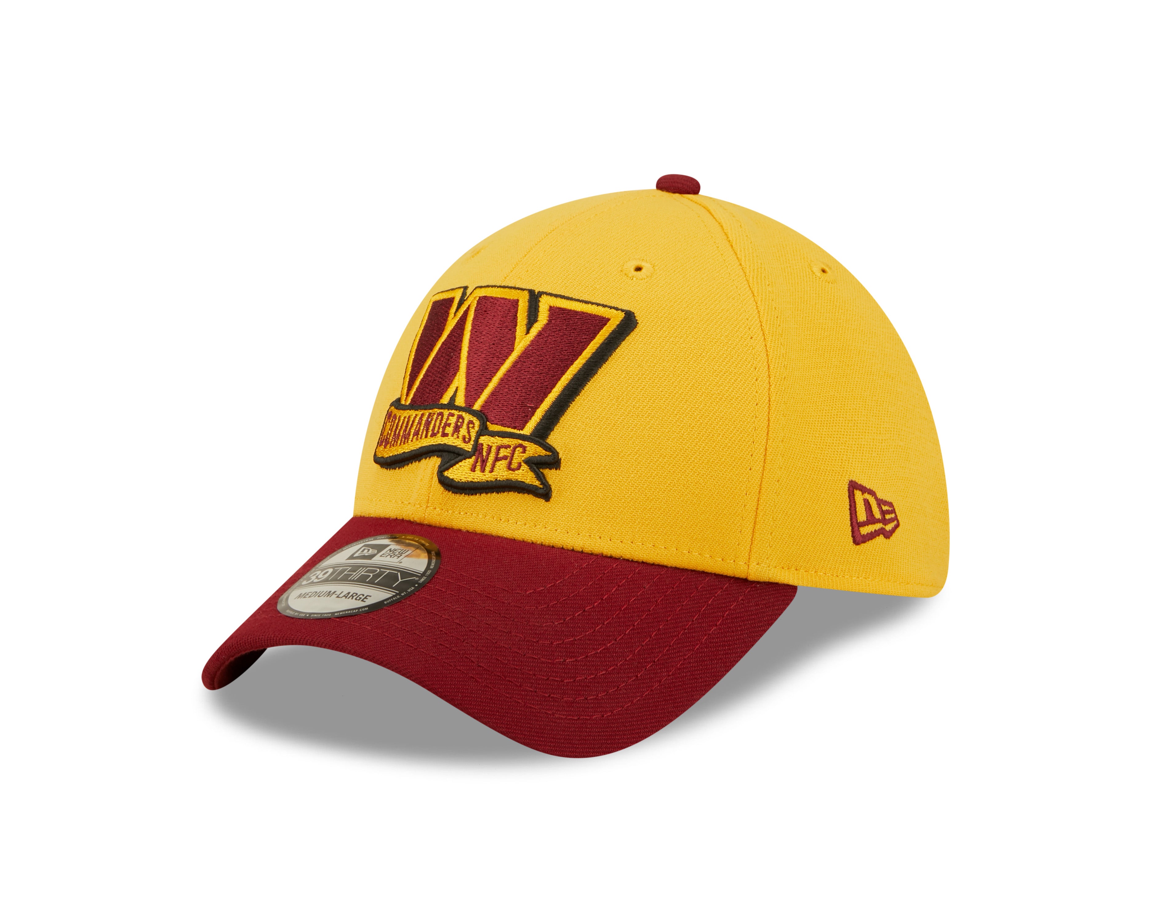 Washington Commanders NFL Sideline 2022 39THIRTY Stretch Fit Cap - Yellow/Maroon - Headz Up 