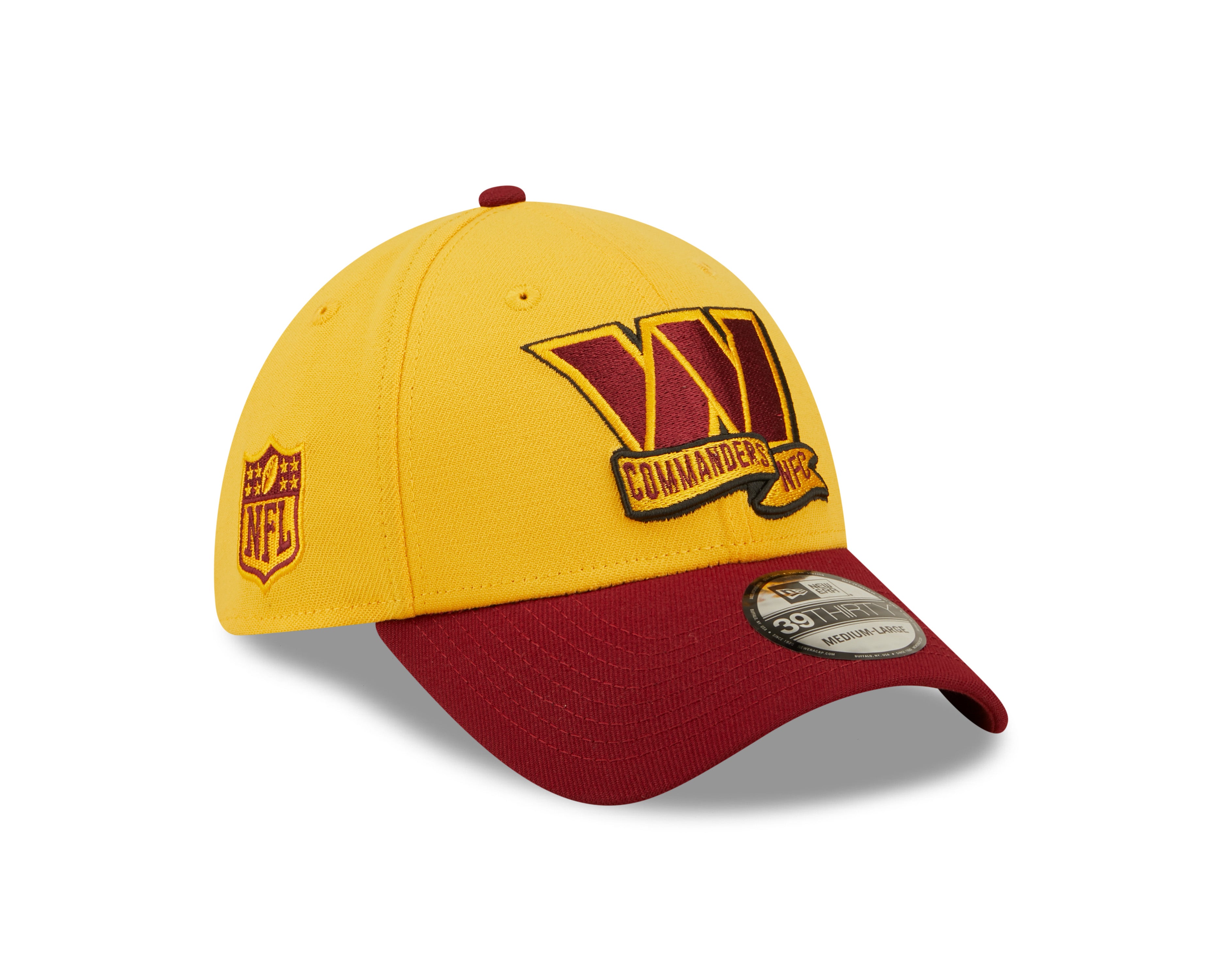 Washington Commanders NFL Sideline 2022 39THIRTY Stretch Fit Cap - Yellow/Maroon - Headz Up 