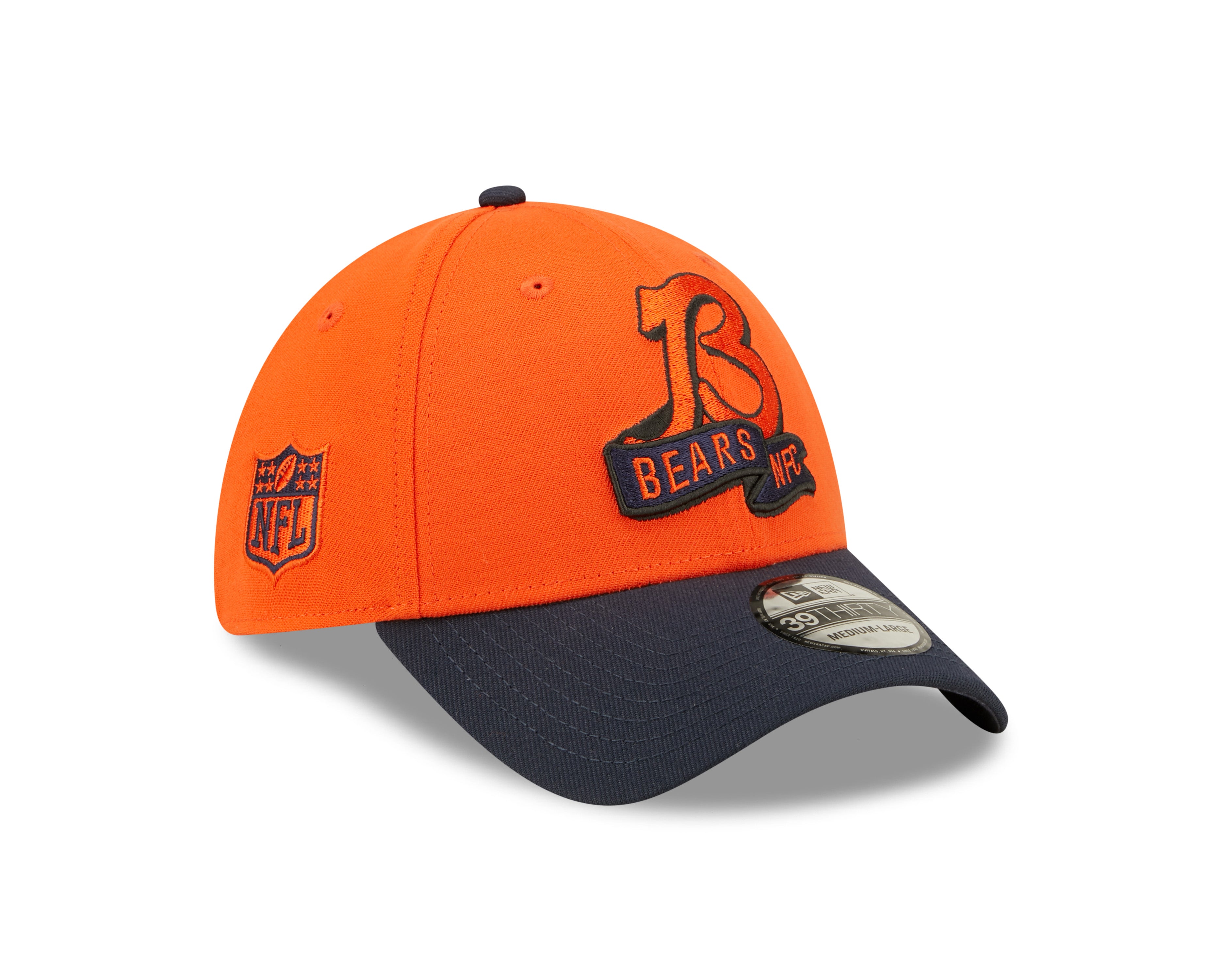 Chicago Bears NFL Sideline 2022 39THIRTY Stretch Fit Cap - Orange/Navy - Headz Up 