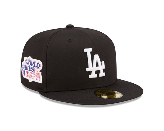 Side Patch 59Fifty Fitted Cap Los Angeles Dodgers - Black - Headz Up 