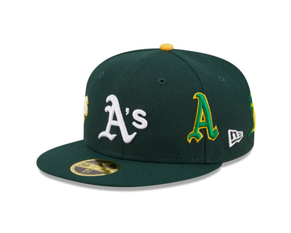Oakland Athletics All Over Logo Low Profile 59Fifty Fitted -Dark Green - Headz Up 