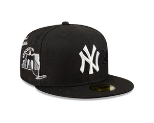 New York Yankees Script 59Fifty Fitted Cap - Black/White - Headz Up 
