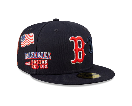 Boston Red Sox Script 59Fifty Fitted Cap - Navy - Headz Up 
