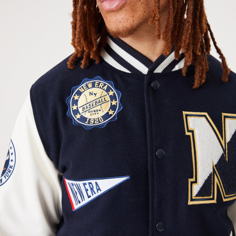 New Era Heritage Varsity Jacket - Navy - Headz Up 