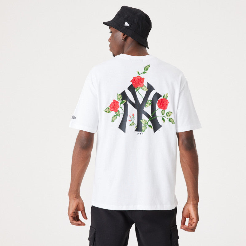 MLB Floral Graphic Oversized Tee New York Yankees - White/Black - Headz Up 
