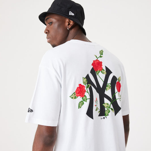MLB Floral Graphic Oversized Tee New York Yankees - White/Black - Headz Up 