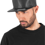 Full Leather Imitation Snapback - Black - Headz Up 
