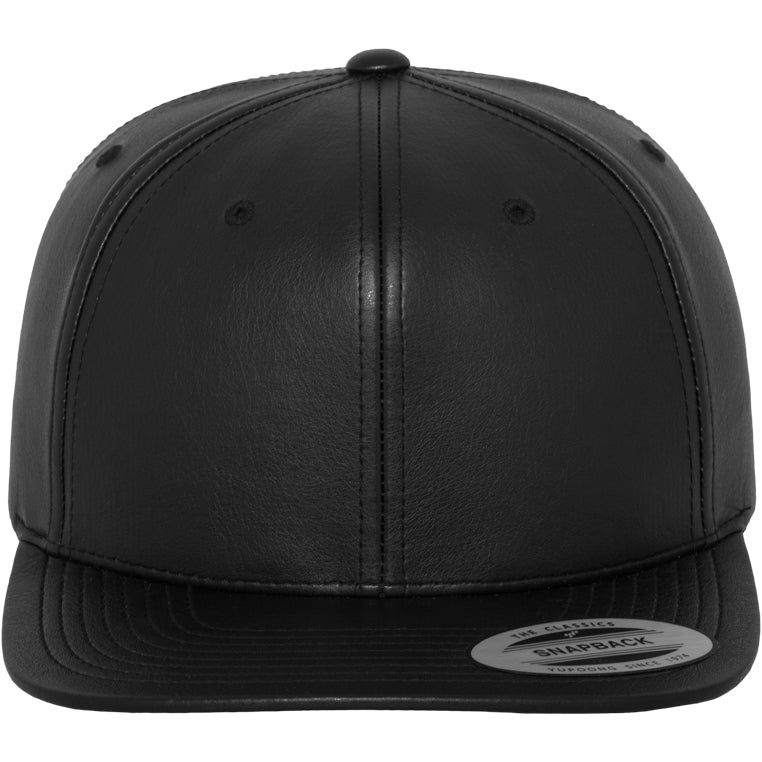 Full Leather Imitation Snapback - Black - Headz Up 