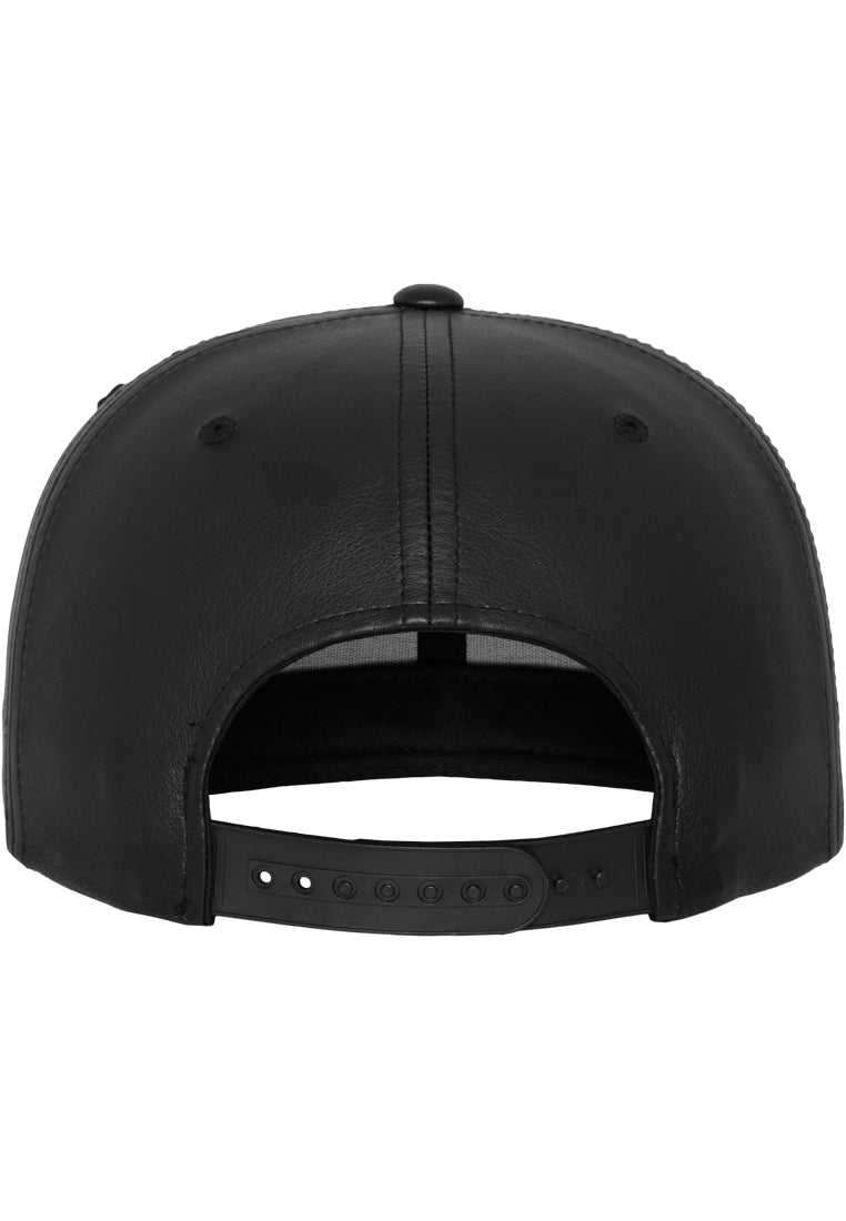 Full Leather Imitation Snapback - Black - Headz Up 
