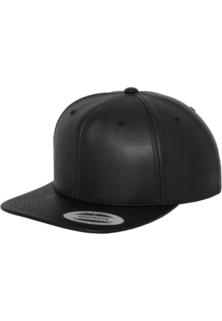 Full Leather Imitation Snapback - Black - Headz Up 