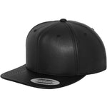 Full Leather Imitation Snapback - Black - Headz Up 