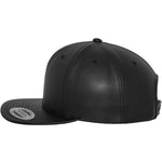Full Leather Imitation Snapback - Black - Headz Up 