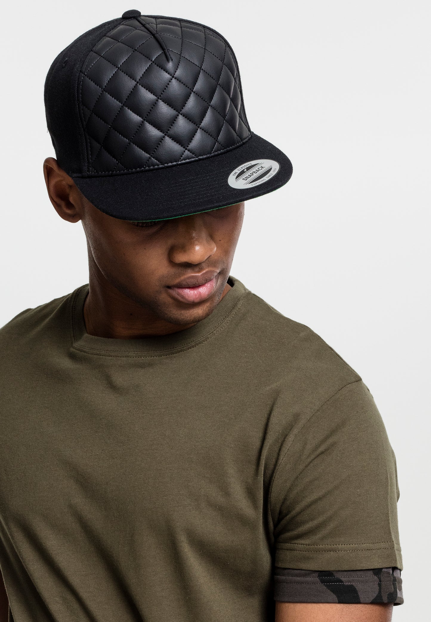 Diamond Quilted Snapback - Black - Headz Up 