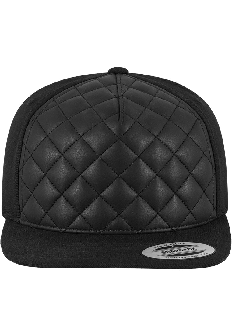 Diamond Quilted Snapback - Black - Headz Up 