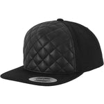 Diamond Quilted Snapback - Black - Headz Up 