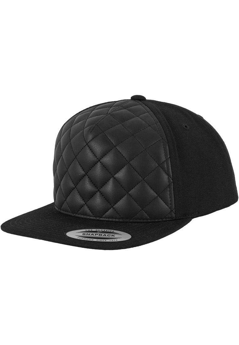 Diamond Quilted Snapback - Black - Headz Up 