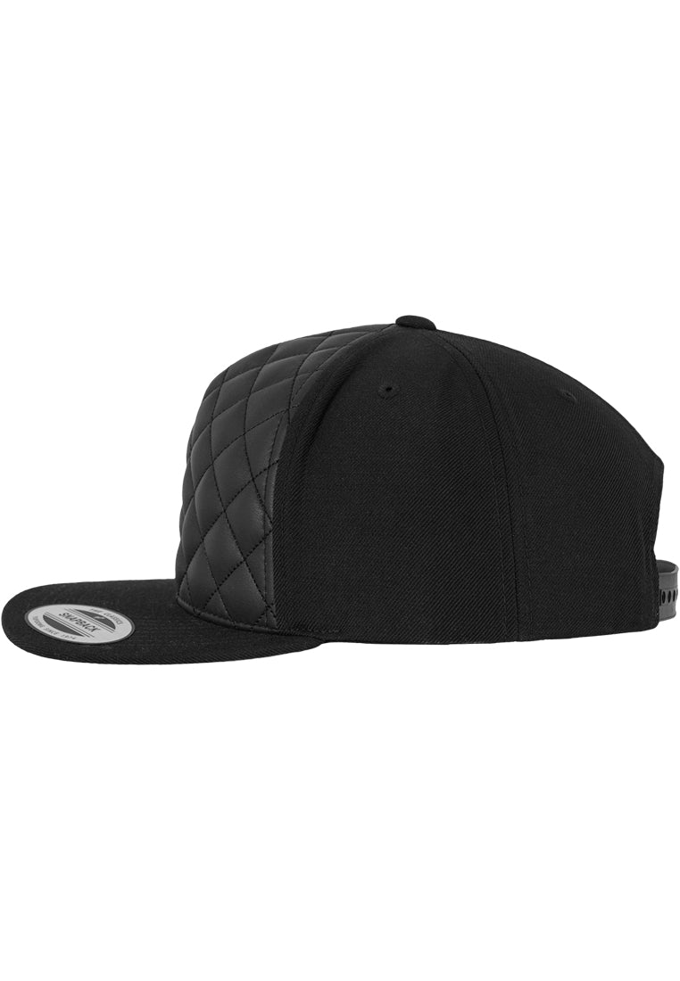 Diamond Quilted Snapback - Black - Headz Up 