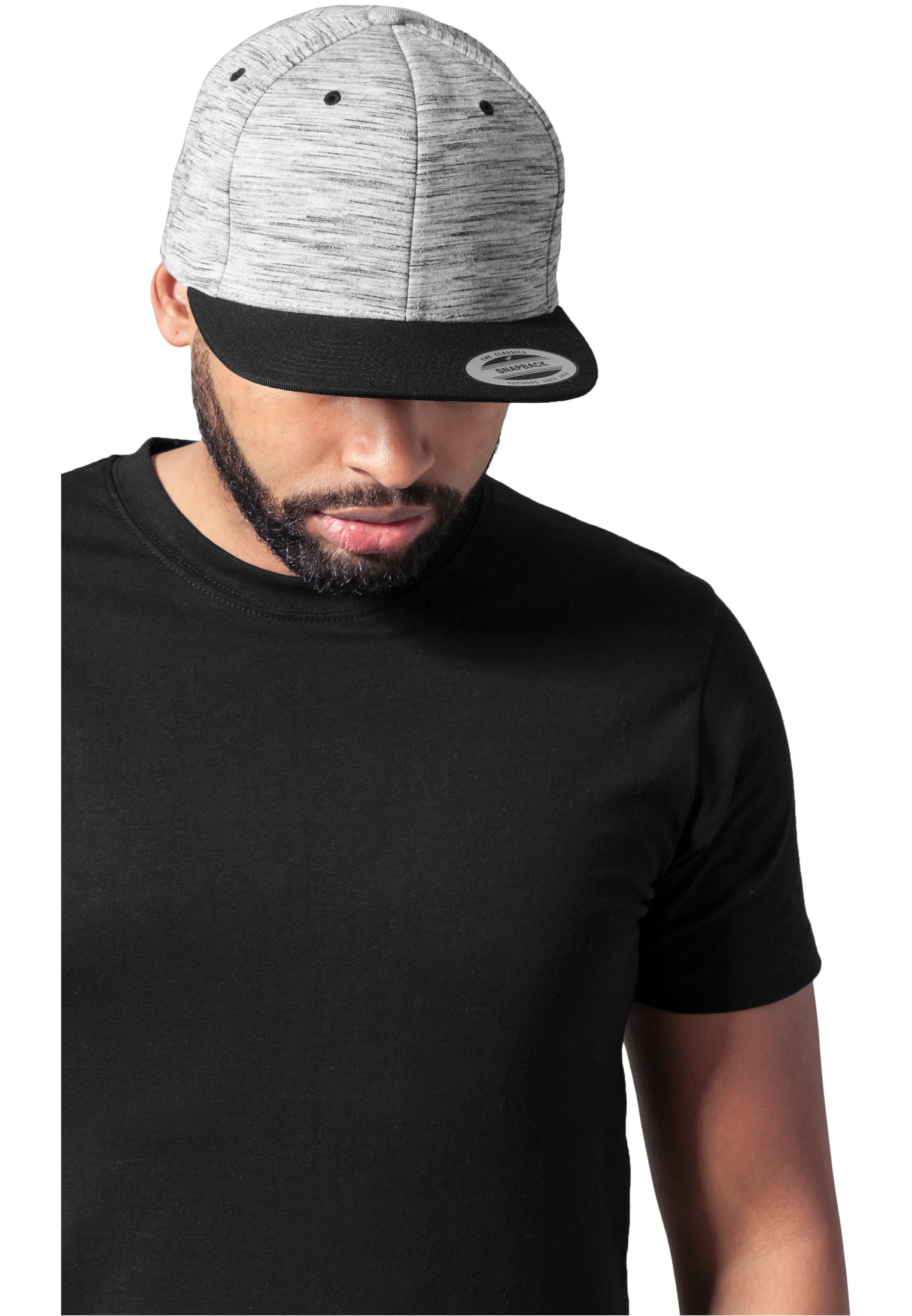 Stripes Melange Crown Snapback - Black7Grey - Headz Up 