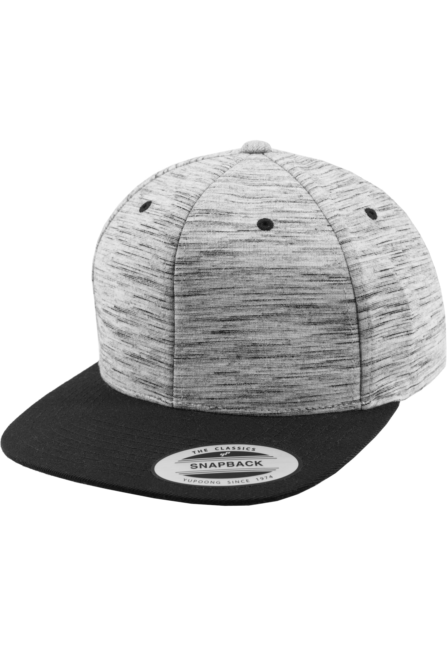 Stripes Melange Crown Snapback - Black7Grey - Headz Up 