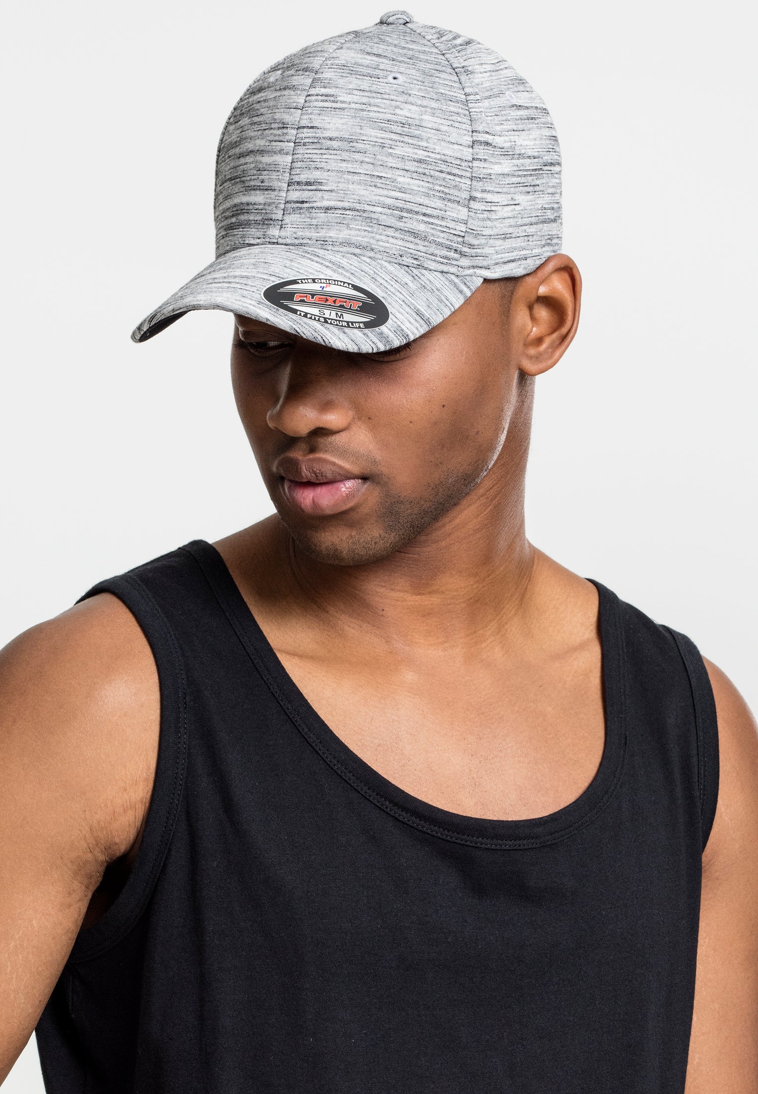 Flexfit Cap - Stripes Melange - Black/Heather Grey - Headz Up 