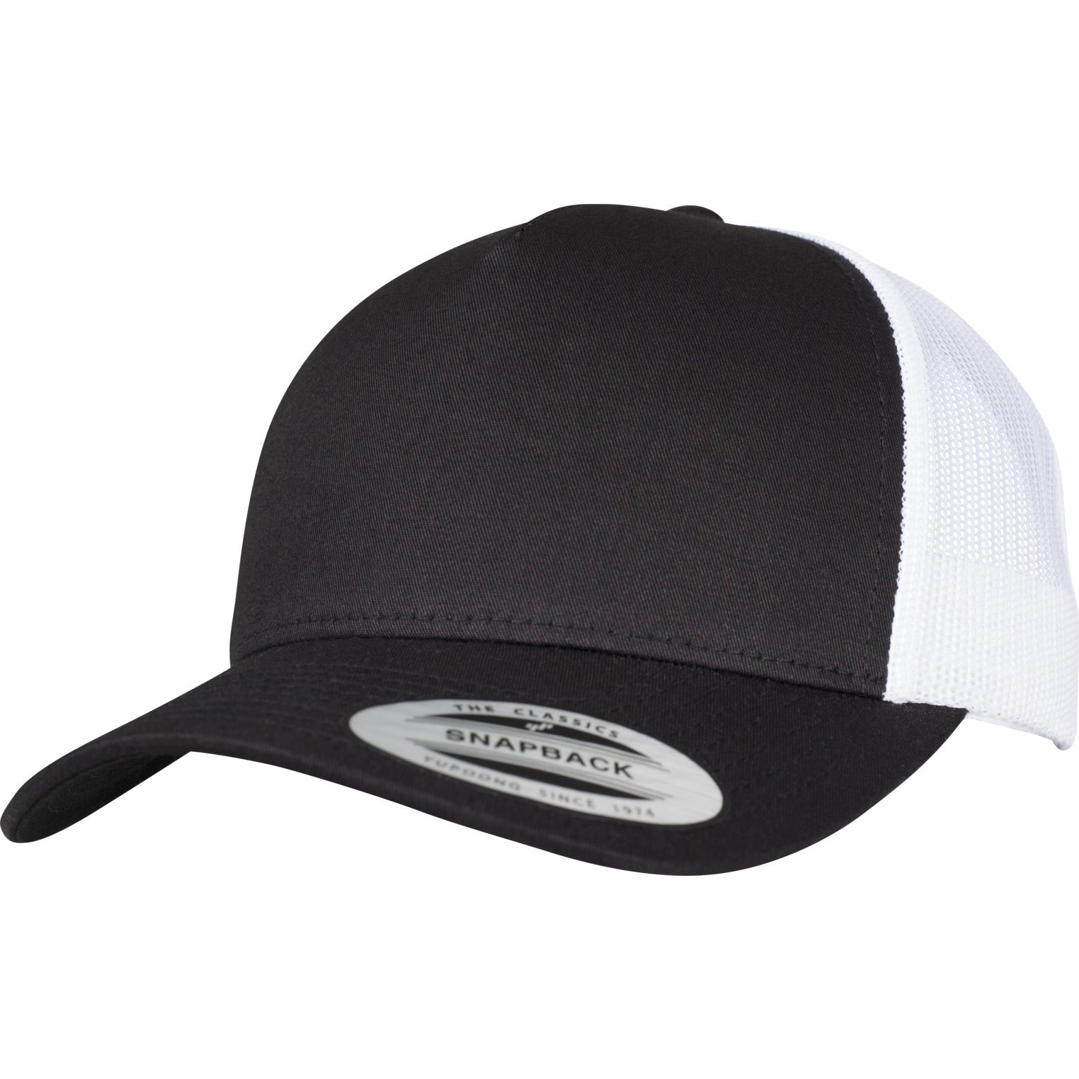 5-Panel Retro Trucker 2-Tone Cap - Black/White - Headz Up 