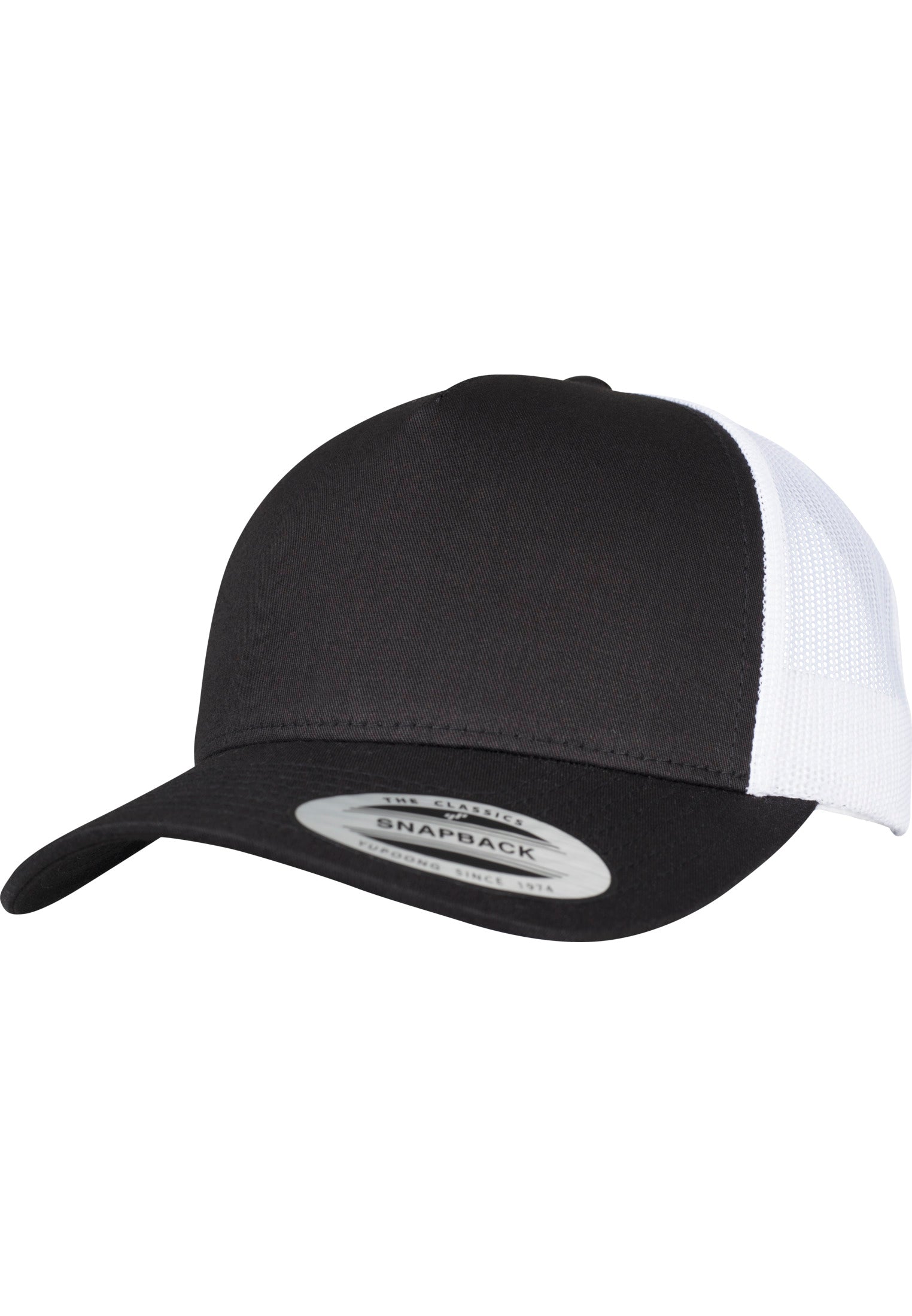 5-Panel Retro Trucker 2-Tone Cap - Black/White - Headz Up 