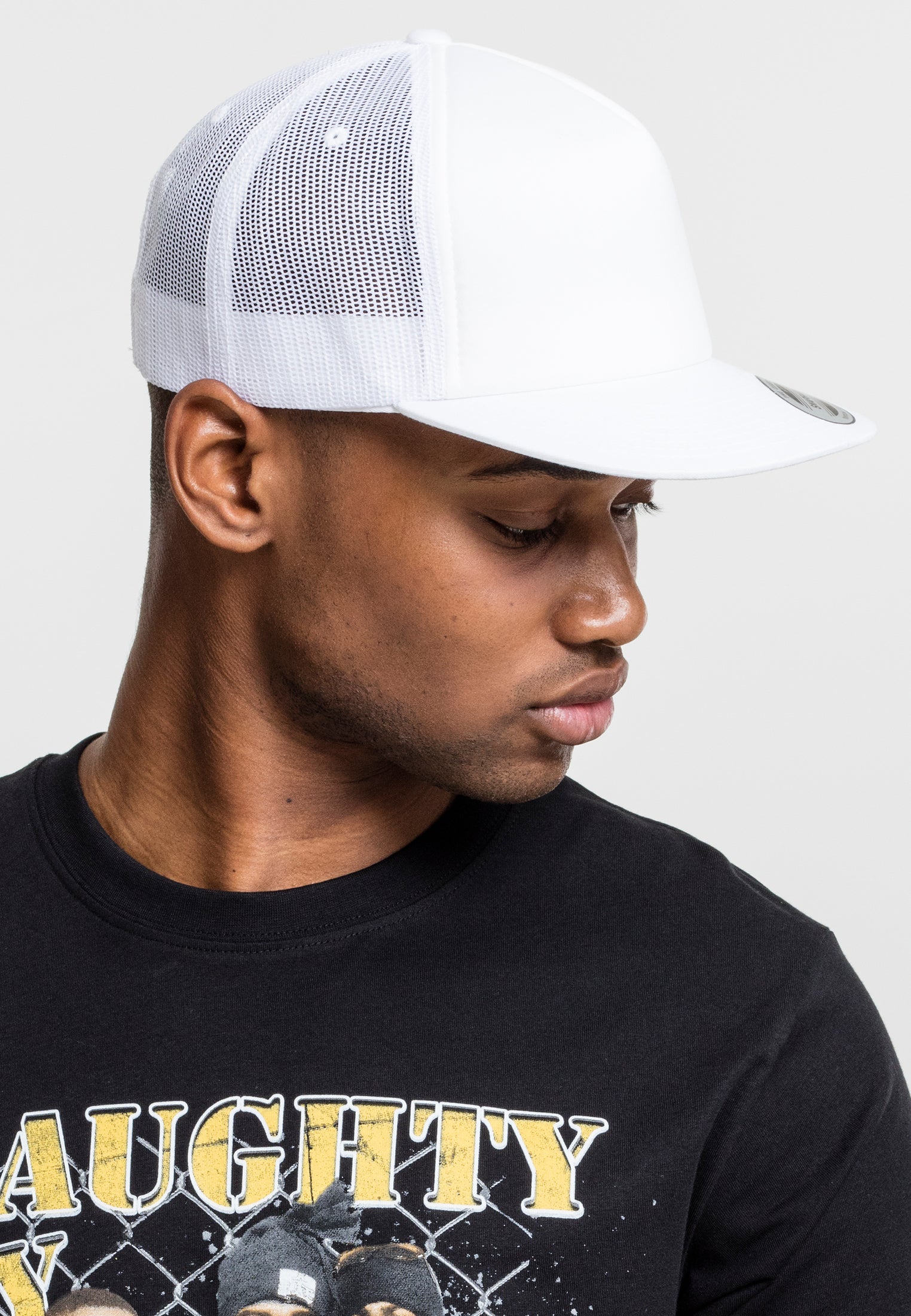 5-Panel Retro Trucker Cap - White - Headz Up 