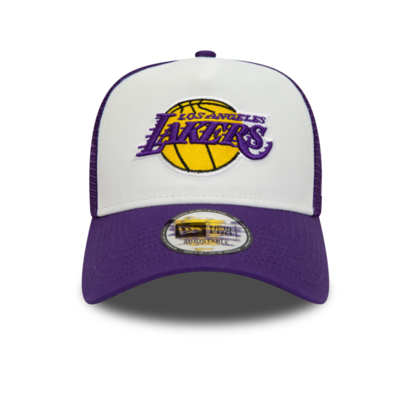 Los Angeles Lakers Team Color Block A-Frame Trucker - White/Purple - Headz Up 