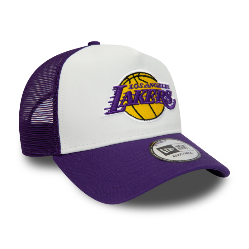 Los Angeles Lakers Team Color Block A-Frame Trucker - White/Purple - Headz Up 